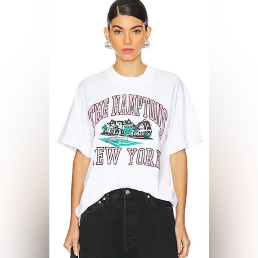 Firstport Graphic T-Shirt with White, Pink and Green Print